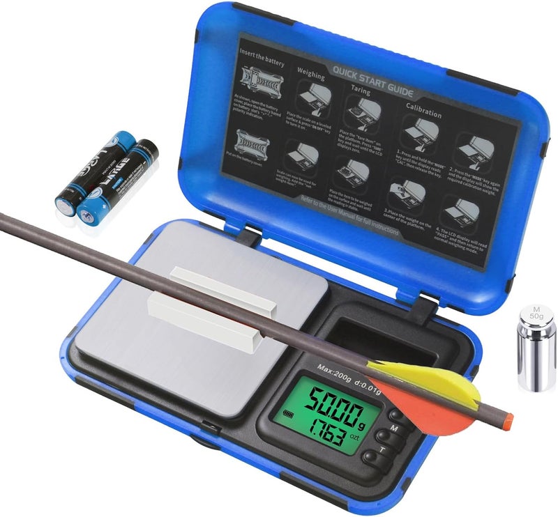 AHOSOUTLY Archery Scale Arrow Scale Dual Unit and HD Display LCD Digital Pocket Arrows Scale,200g x 0.01g Grain Scale Digital Mini Scale(Battery Included) - Image 1